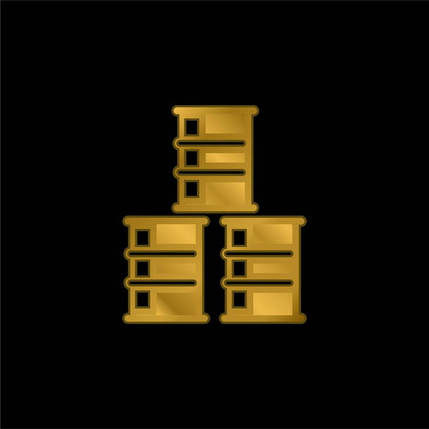Barriles chapado en oro icono metálico o logo vector - Vector, imagen