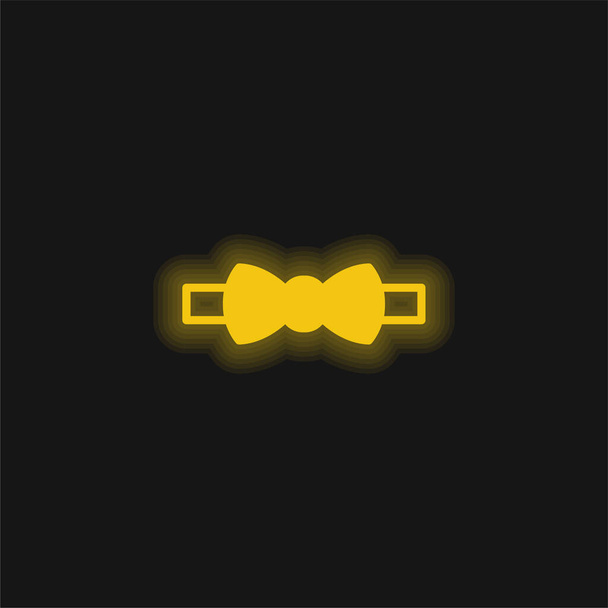Bow Tie yellow glowing neon icon - Vector, Image