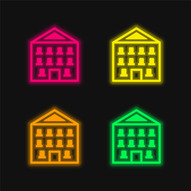 Compartiment quatre couleurs brillant icône vectorielle néon - Vecteur, image