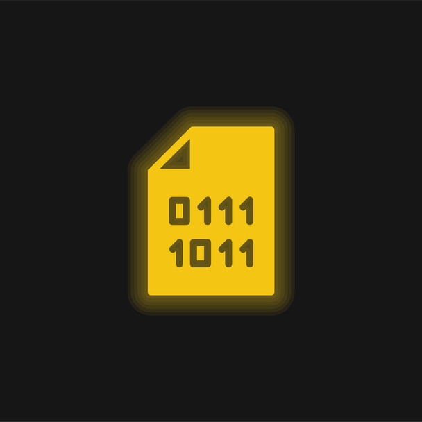 Código binario amarillo brillante icono de neón - Vector, imagen