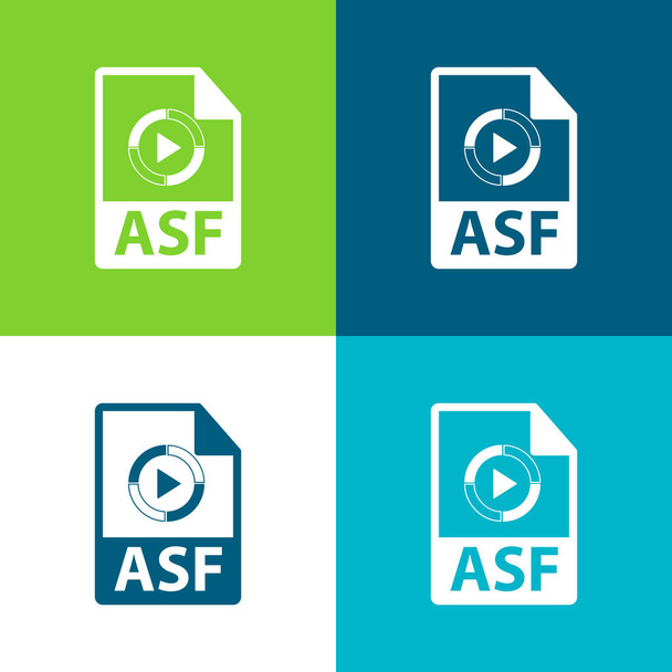 ASFファイル形式バリアントフラット4色の最小アイコンセット - ベクター画像