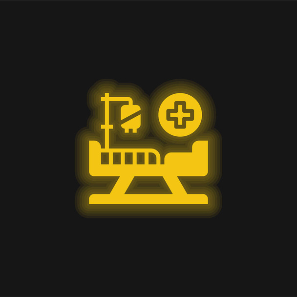Lit jaune brillant icône néon - Vecteur, image