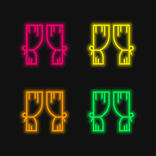 Blendet vier Farben leuchtenden Neon-Vektor-Symbol - Vektor, Bild