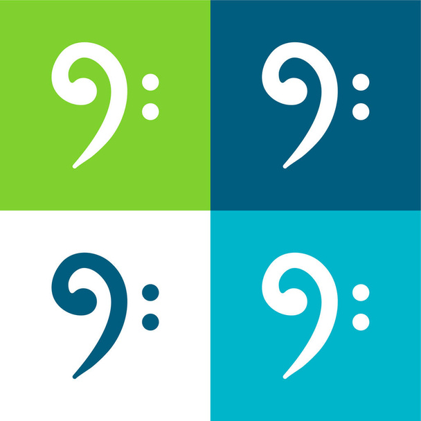 Bass Clef Flat four color minimal icon set - Vector, Image