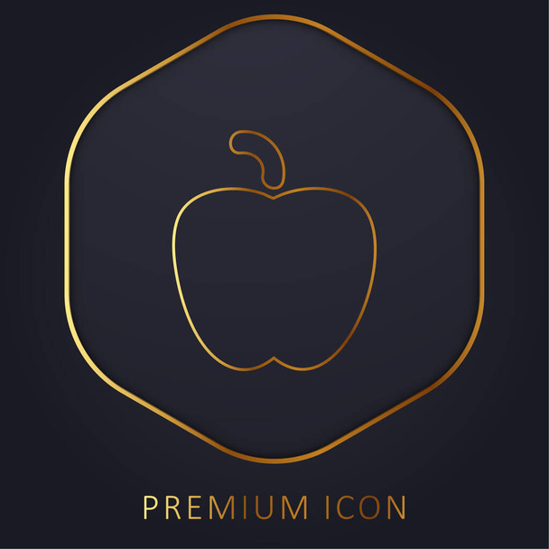 Manzana Negro Forma línea dorada logotipo premium o icono - Vector, Imagen
