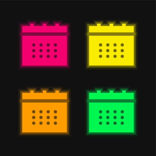 Jaarlijkse vier kleuren gloeiende neon vector icoon - Vector, afbeelding