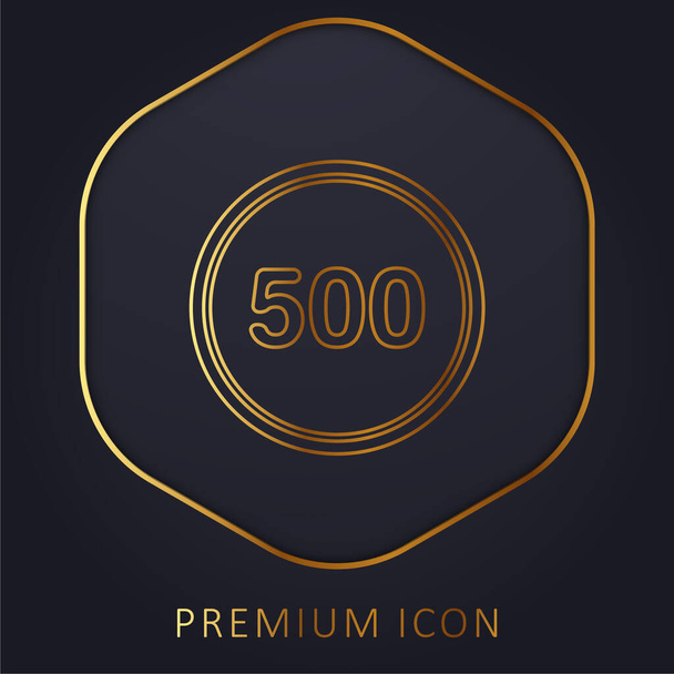 500 musta ympyrä ääriviivat kultainen viiva palkkio logo tai kuvake - Vektori, kuva