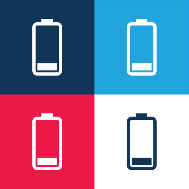 Estado de la batería azul y rojo conjunto de iconos mínimo de cuatro colores - Vector, imagen