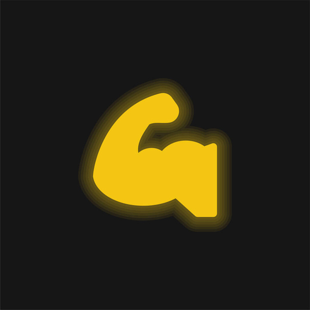 黄色の輝くネオンアイコンをバイセップ - ベクター画像