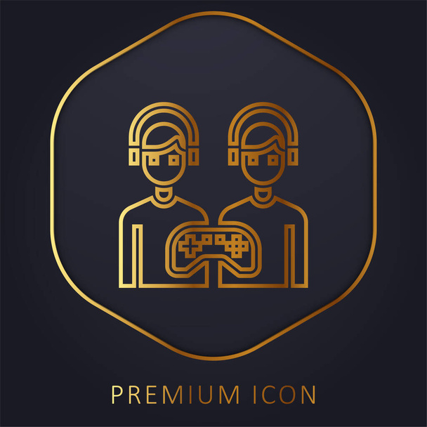 Battaglia linea dorata logo premium o icona - Vettoriali, immagini
