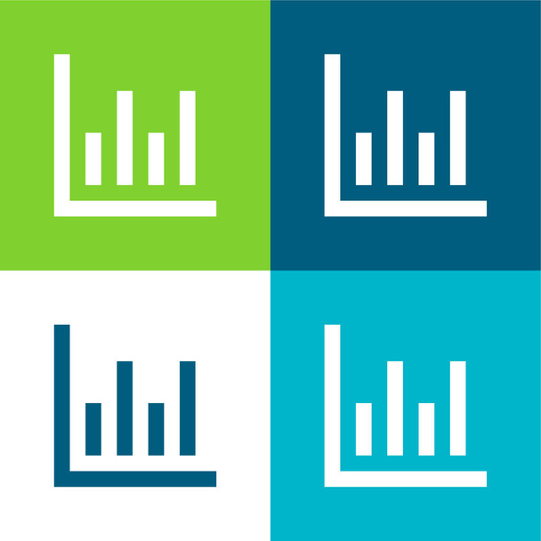 Bar Chart Flat négy szín minimális ikon készlet - Vektor, kép