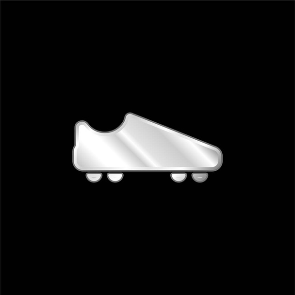 American Football Negro zapato plateado icono metálico - Vector, Imagen
