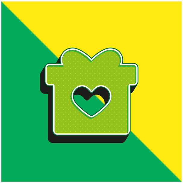 Birthday Present Green and yellow modern 3d vector icon logo - Vector, Image