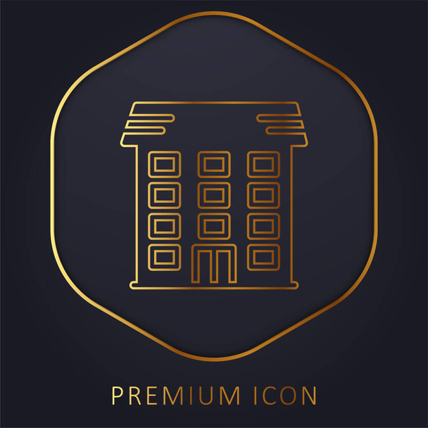 Apartamento línea dorada logotipo premium o icono - Vector, Imagen