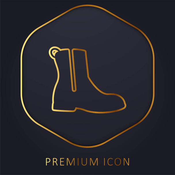 Boot With Zipper golden line premium logo or icon - Vector, Image