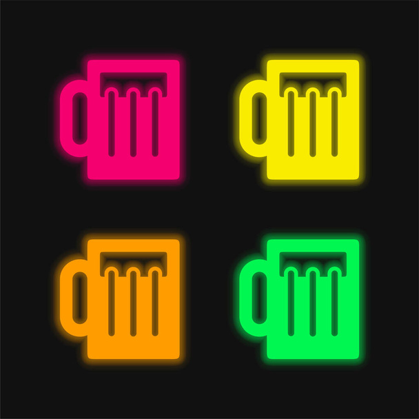 Пивная банка 4 цвета светящийся неоновый вектор значок - Вектор,изображение