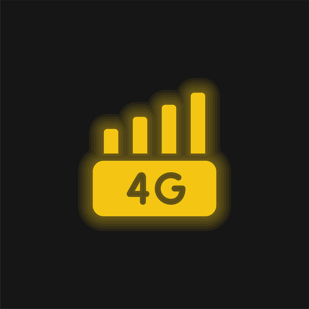 4g жовта сяюча неонова іконка
 - Вектор, зображення