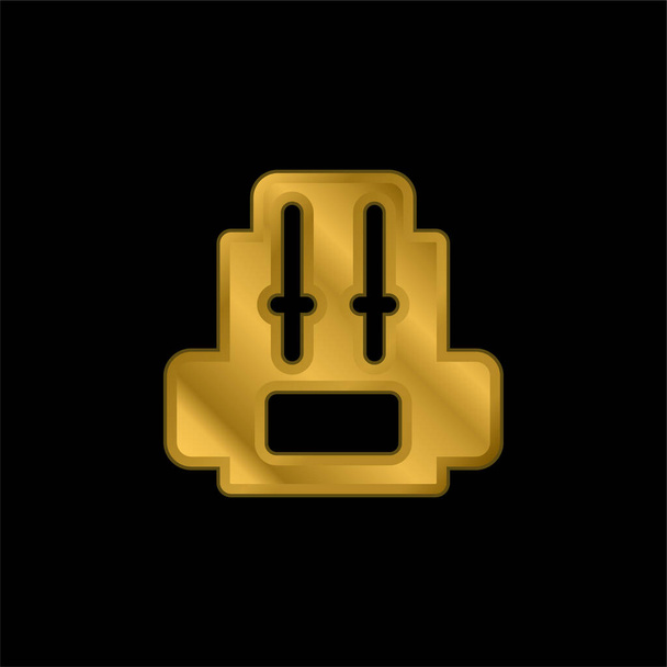 Backpack gold plated metalic icon or logo vector - Vector, Image