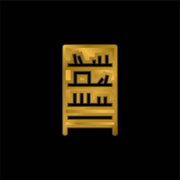 Βιβλιοθήκη επίχρυσο μεταλλικό εικονίδιο ή το λογότυπο διάνυσμα - Διάνυσμα, εικόνα