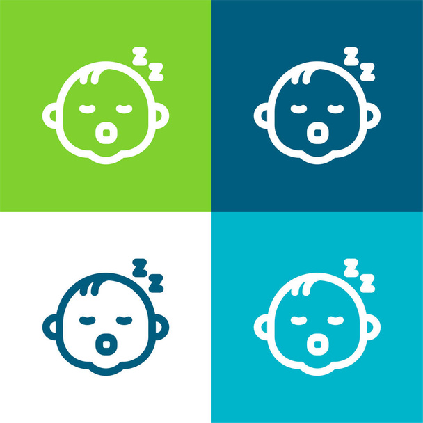 Baby Επίπεδη τέσσερις χρώμα ελάχιστο σύνολο εικονιδίων - Διάνυσμα, εικόνα