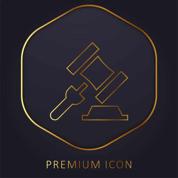 Auction golden line premium logo or icon - Vector, Image