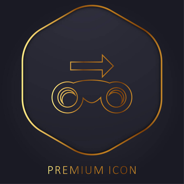 Prismáticos Con Flecha Derecha línea dorada logotipo premium o icono - Vector, imagen