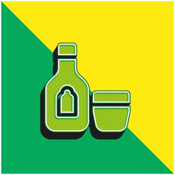 Bebida alcoólica Verde e amarelo moderno logotipo vetor 3d ícone - Vetor, Imagem