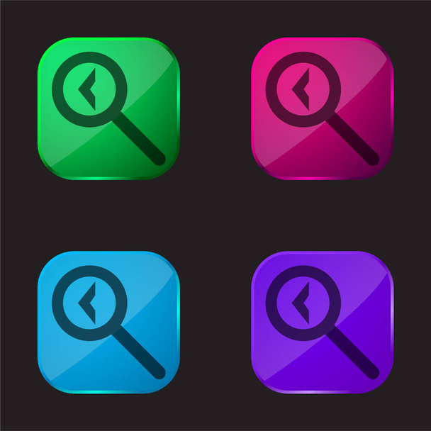 Volver Buscar Símbolo de interfaz icono de botón de cristal de cuatro colores - Vector, Imagen