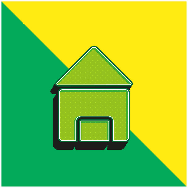 Black House Green and yellow modern 3d vector icon logo - Vector, Image