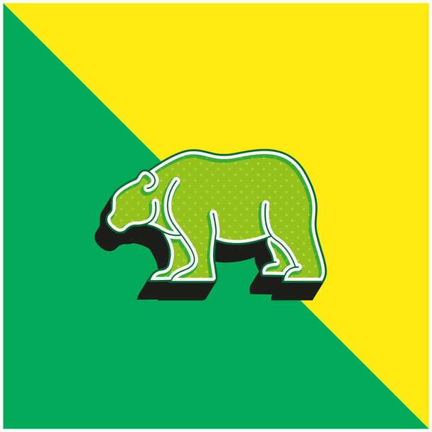 Bear Πράσινο και κίτρινο σύγχρονο 3d διάνυσμα εικονίδιο λογότυπο - Διάνυσμα, εικόνα
