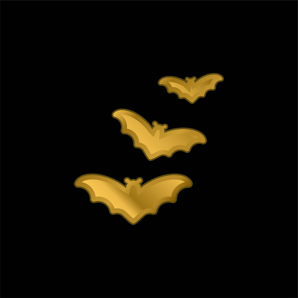 Bats gold plated metalic icon or logo vector - Vector, Image