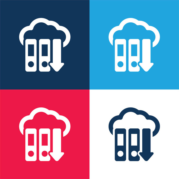 Archives Files Download blue and red four color minimal icon set - Vector, Image