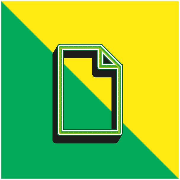 чистый лист бумаги зеленый и желтый современный 3D логотип векторной иконки - Вектор,изображение