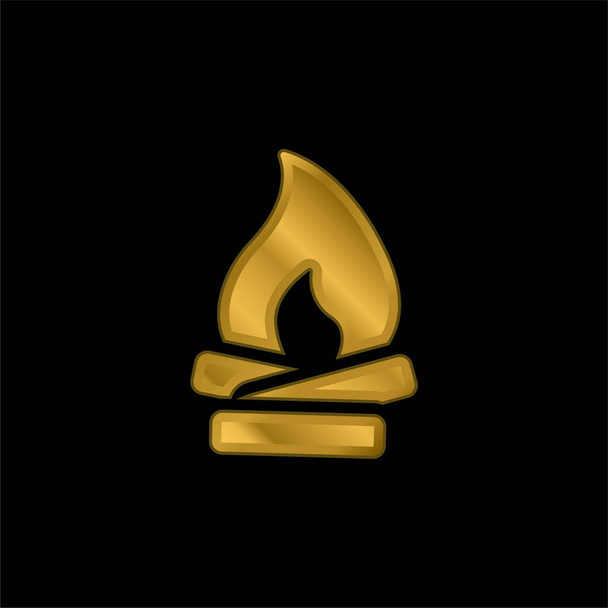Bonfire gold plated metalic icon or logo vector - Vector, Image