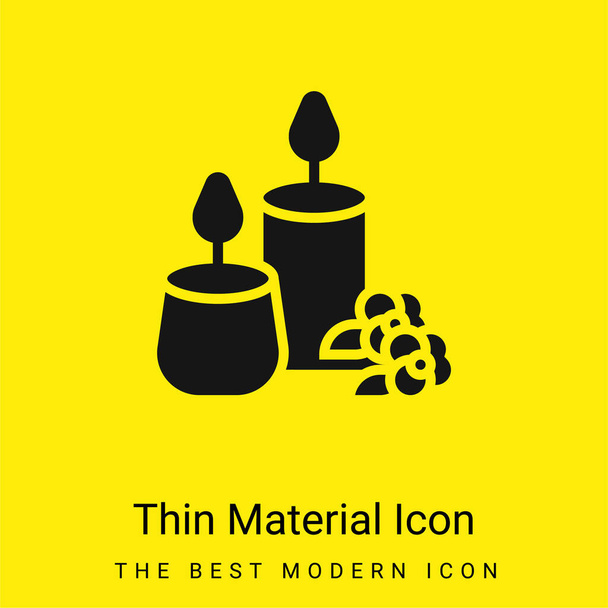 Aromás gyertya minimális fényes sárga anyag ikon - Vektor, kép