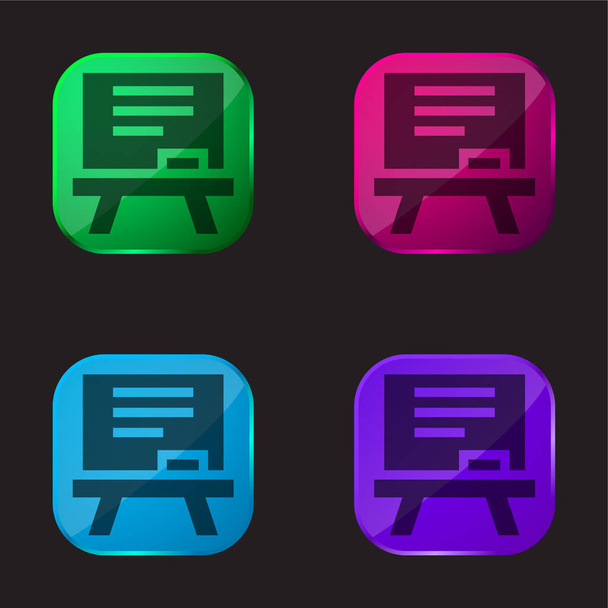 Lavagna a quattro colori icona pulsante di vetro - Vettoriali, immagini