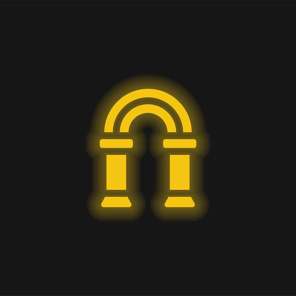 Arch yellow glowing neon icon - Vector, Image