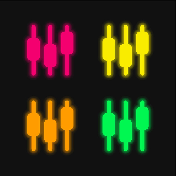Box Trama quattro colori incandescente icona vettoriale al neon - Vettoriali, immagini