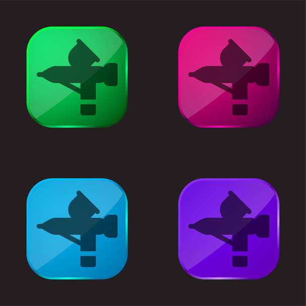 Airbrush τέσσερις εικονίδιο κουμπί γυαλί χρώμα - Διάνυσμα, εικόνα