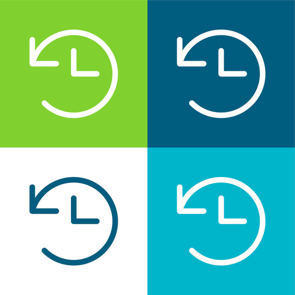 Flecha trasera Plano de cuatro colores mínimo icono conjunto - Vector, Imagen