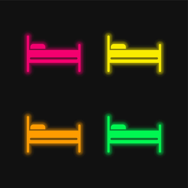 4-цветный светящийся неоновый вектор - Вектор,изображение