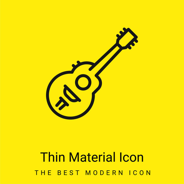 Guitarra acústica mínimo icono de material amarillo brillante - Vector, Imagen