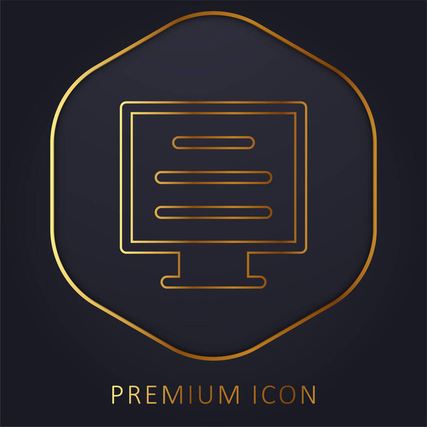 Blog linha dourada logotipo premium ou ícone - Vetor, Imagem