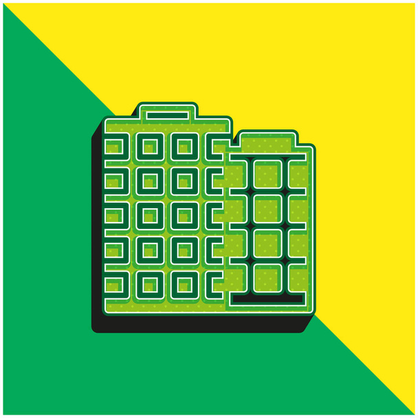 Appartamento Verde e giallo moderno 3d vettoriale icona logo - Vettoriali, immagini