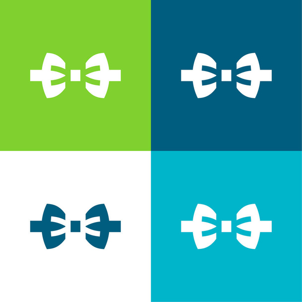 Fliege Flach vier Farben minimalen Symbolsatz - Vektor, Bild