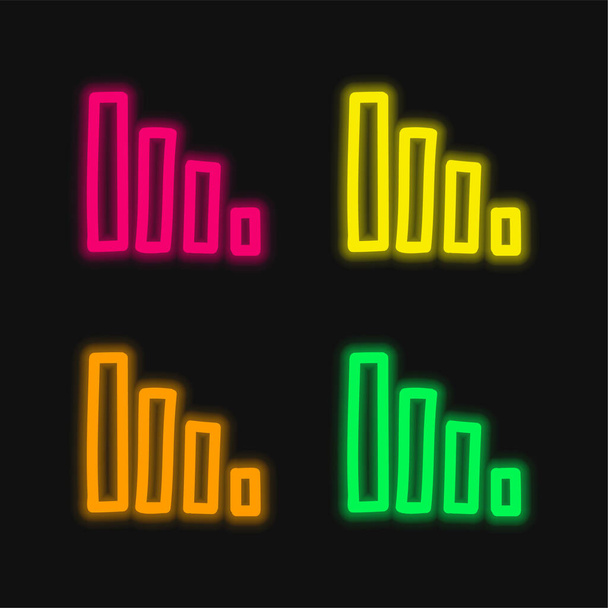 Bars Graphic Hand Drawn Outlines four color glowing neon vector icon - Vector, Image