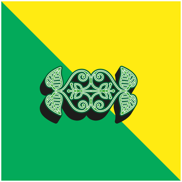 Красивий квітковий дизайн Зелений і жовтий сучасний 3d векторний логотип
 - Вектор, зображення