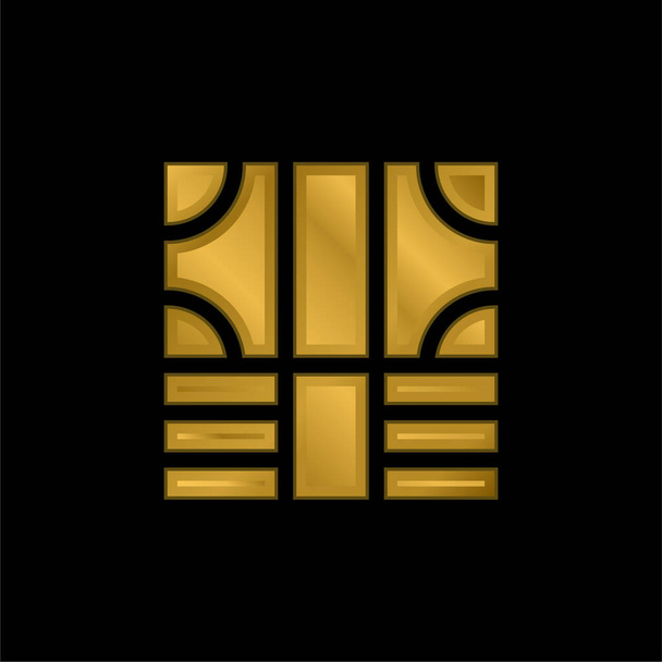 Facturas chapado en oro icono metálico o logo vector - Vector, Imagen