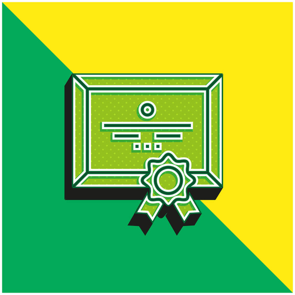 Award Green and yellow modern 3d vector icon logo - Vector, Image