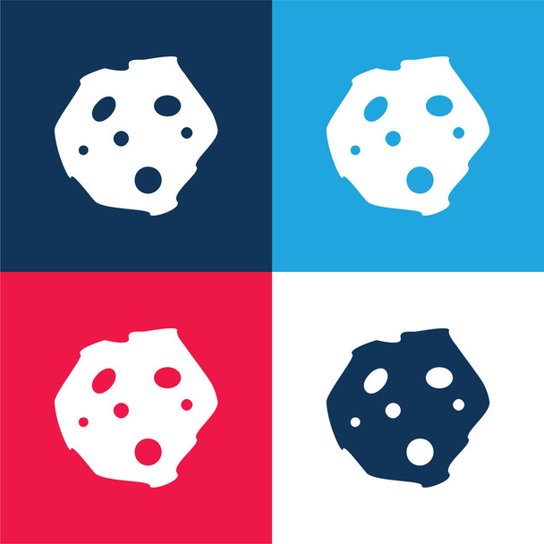 Asteroid blau und rot vier Farben minimalen Symbolsatz - Vektor, Bild